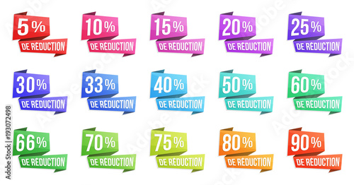 Bandeaux de réduction en pourcentage - de 5% à 90%