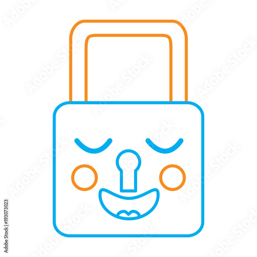 safe secure padlock kawaii character vector illustration color line image