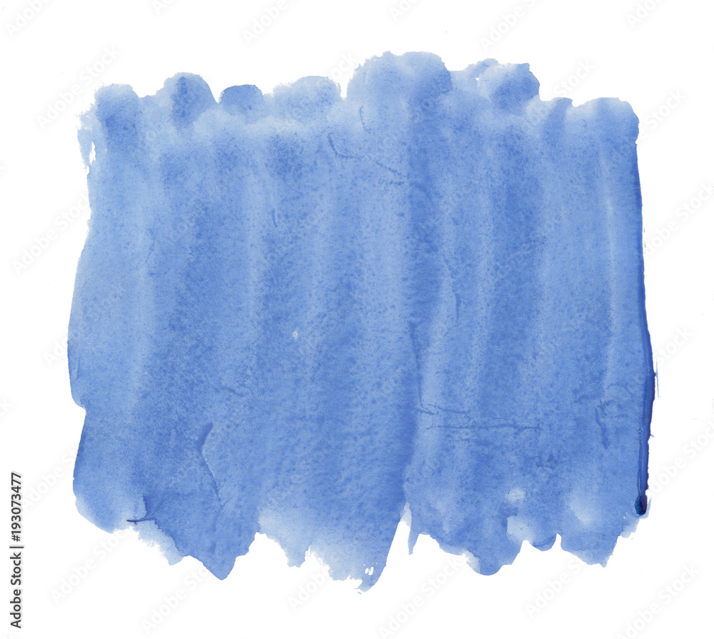 Abstract texture brush ink background blue aquarell watercolor splash paint on white background