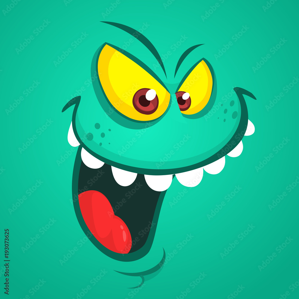 Angry cartoon monster. Vector Halloween monster avatar Angry cartoon monster. Vector Halloween monster avatar