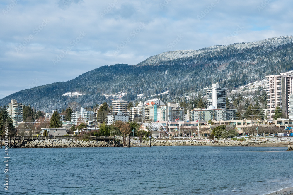 West Vancouver mountain view  in the morning after overnight snow
