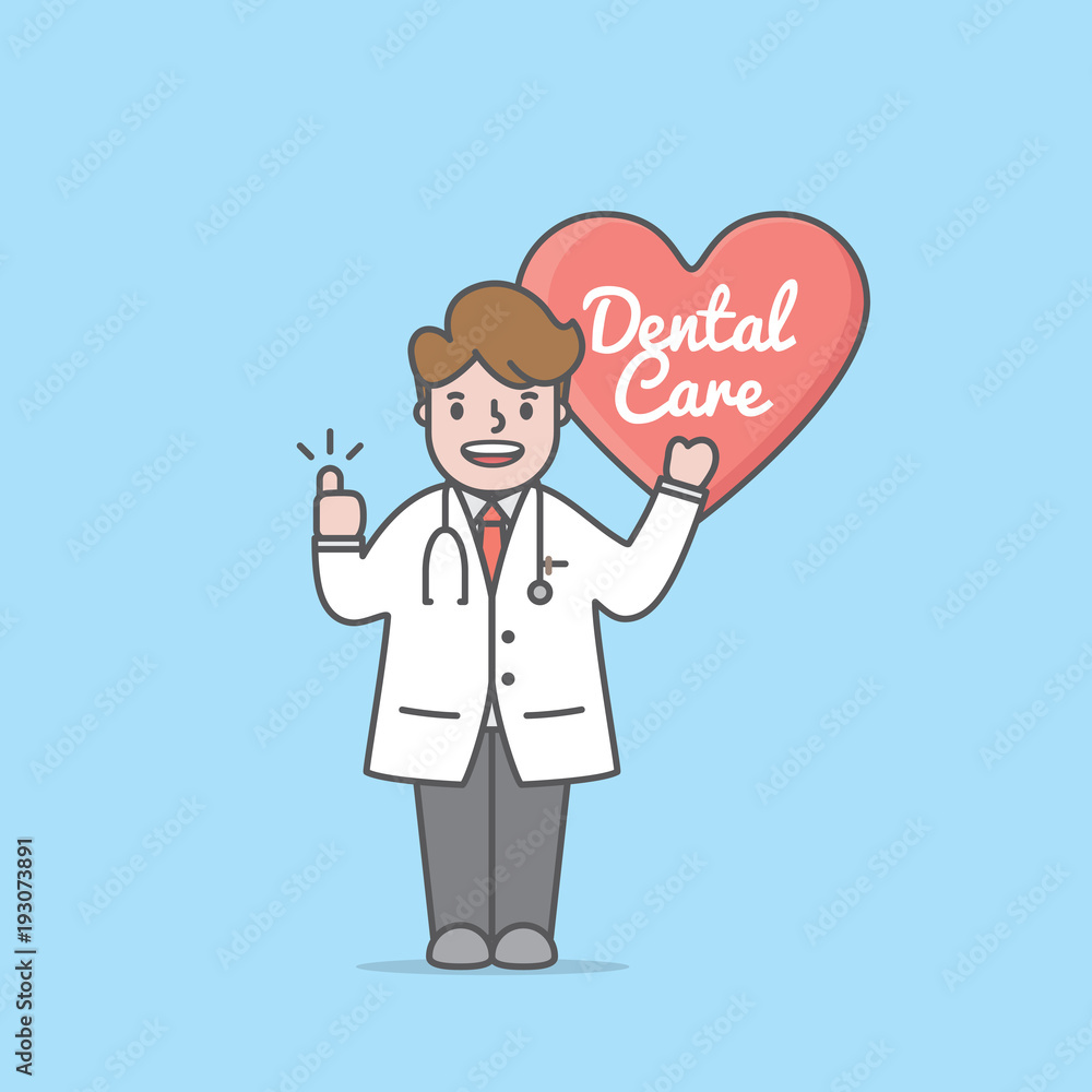 Doctor & Dental heart sign illustration vector on blue background. Dental concept. Doctor & Dental heart sign illustration vector on blue background. Dental concept.
