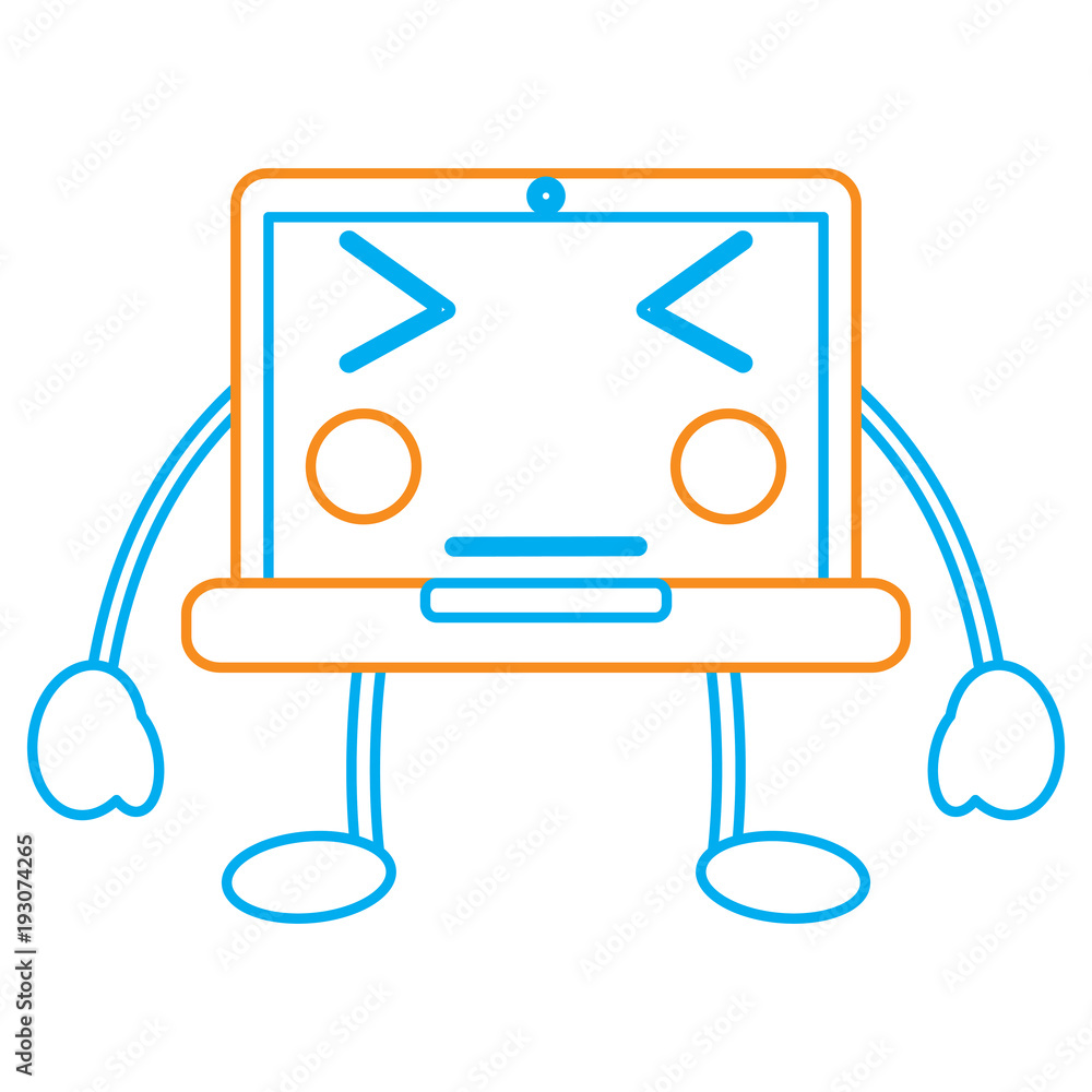 laptop angry computer emoji icon image vector illustration design orange and blue line laptop angry computer emoji icon image vector illustration design orange and blue line