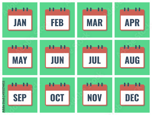 month name in calendar, flat style vector illustration