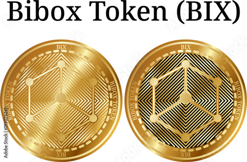 Set of physical golden coin Bibox Token (BIX) photo