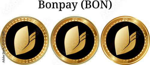 Set of physical golden coin Bonpay (BON)