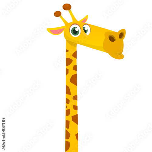 Cartoon funny giraffe. Vector illustration of african savanna giraffe smiling. 