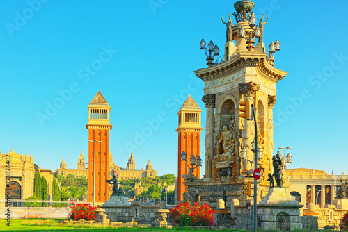 Panorama  Square of Spain (Placa De Espanya),in Barcelona - capi