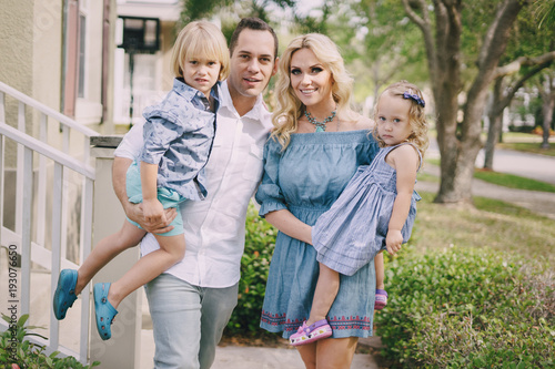 young family on the street