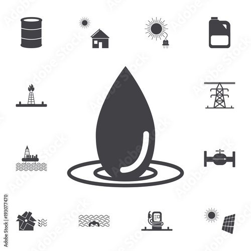 Black oil drop and spill icon. Set of energy icons. Premium quality graphic design icons. Signs and symbols collection icons for websites, web design, mobile app
