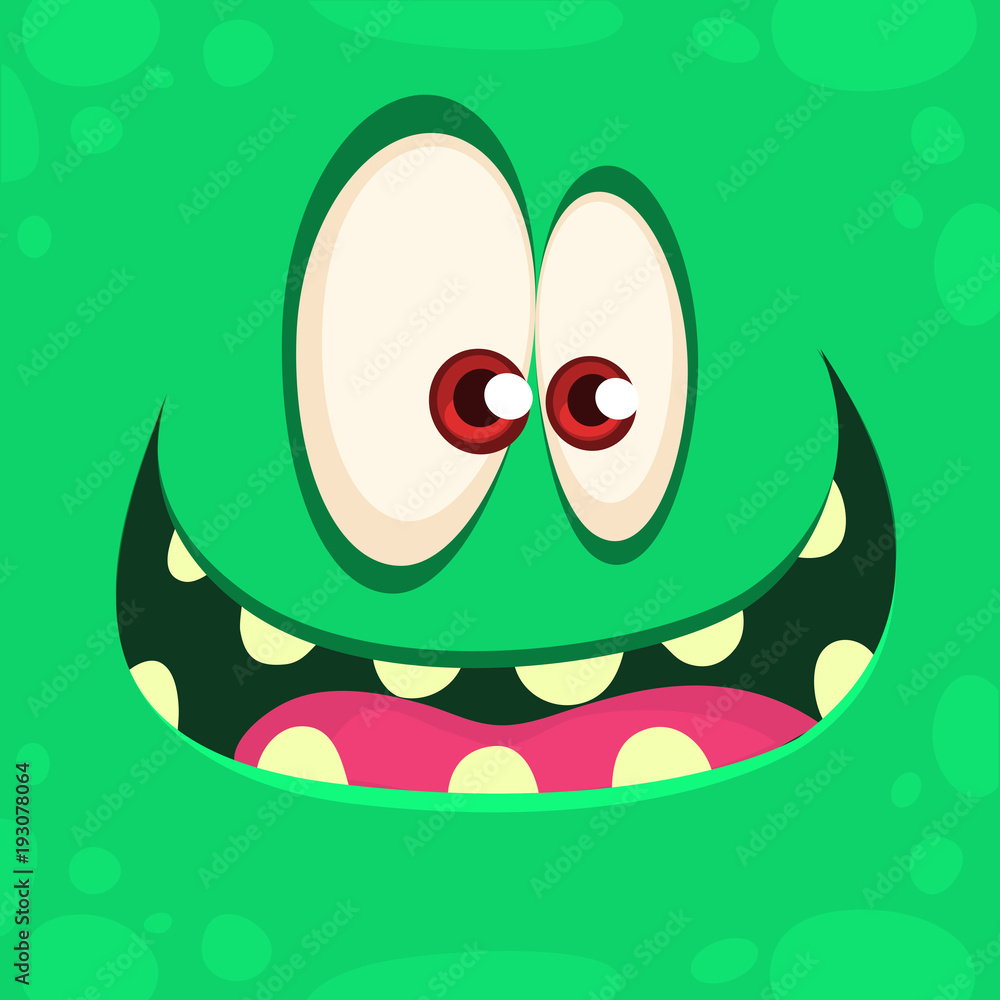 Cool Green Monster Face With One Eye Cartoon Vector Illustration Big Set Of  Monster Faces Stock Illustration - Download Image Now - iStock