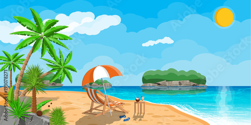 Landscape of palm tree on beach