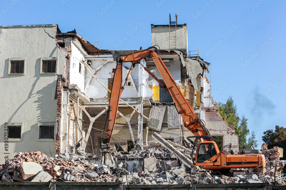 excavator with hydraulic jaws crush concrete and metal construction excavator with hydraulic jaws crush concrete and metal construction