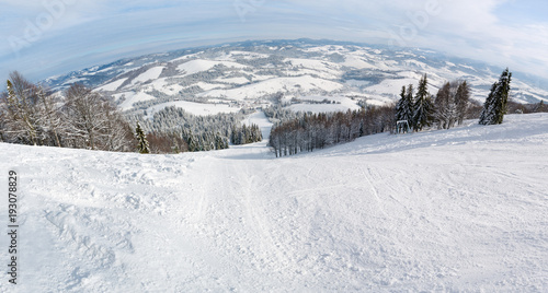 Beautiful panoramic view of the Carpathian landscape with the effect of the hemisphere © Kseniia