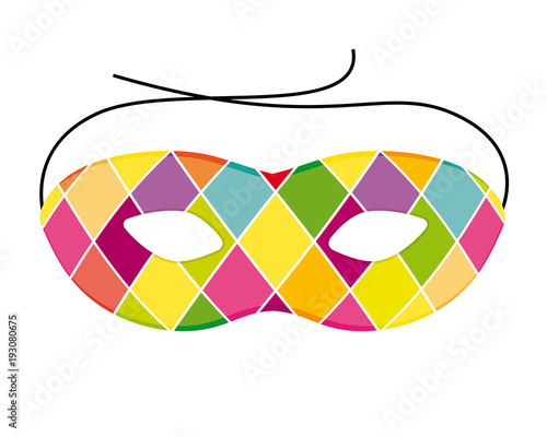 Carnival Harlequin mask. Vector icon.