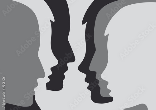 Abstract people and crowd. Concept of dialogue between people, meeting and party