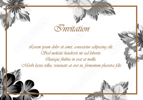 Frame of monochrome colors. For design postcards, greeting, invitation for a birthday, Valentine's day, wedding, party, holiday, celebration. For the decoration.