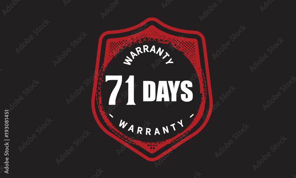 71 days warranty icon vintage rubber stamp guarantee