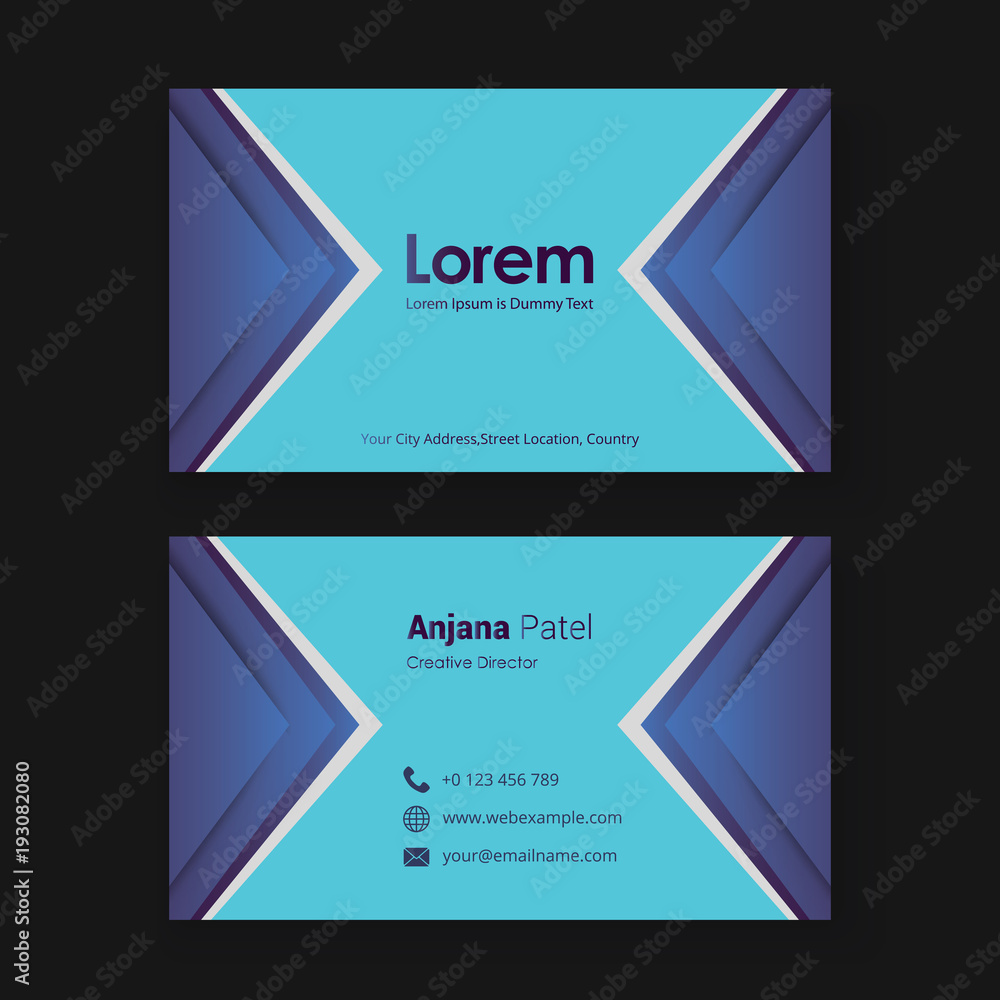 Modern business card template with flat user interface Modern business card template with flat user interface