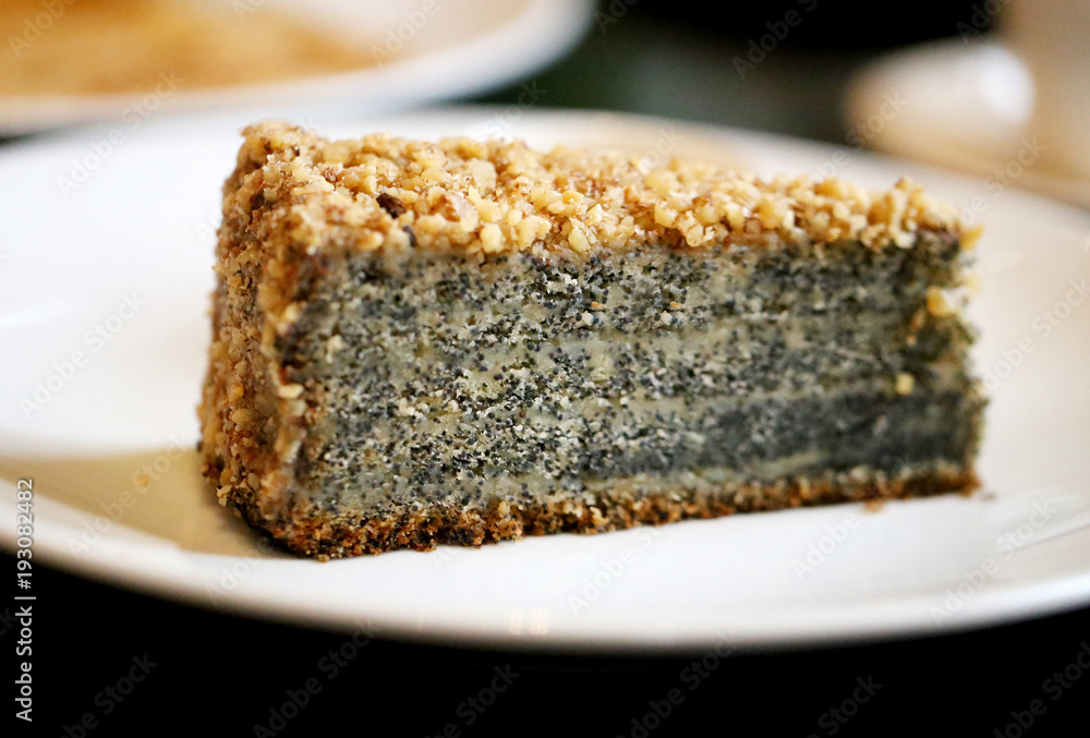 Photo of a macro delicious poppy cake Photo of a macro delicious poppy cake