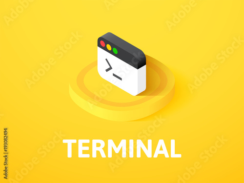 Terminal isometric icon, isolated on color background
