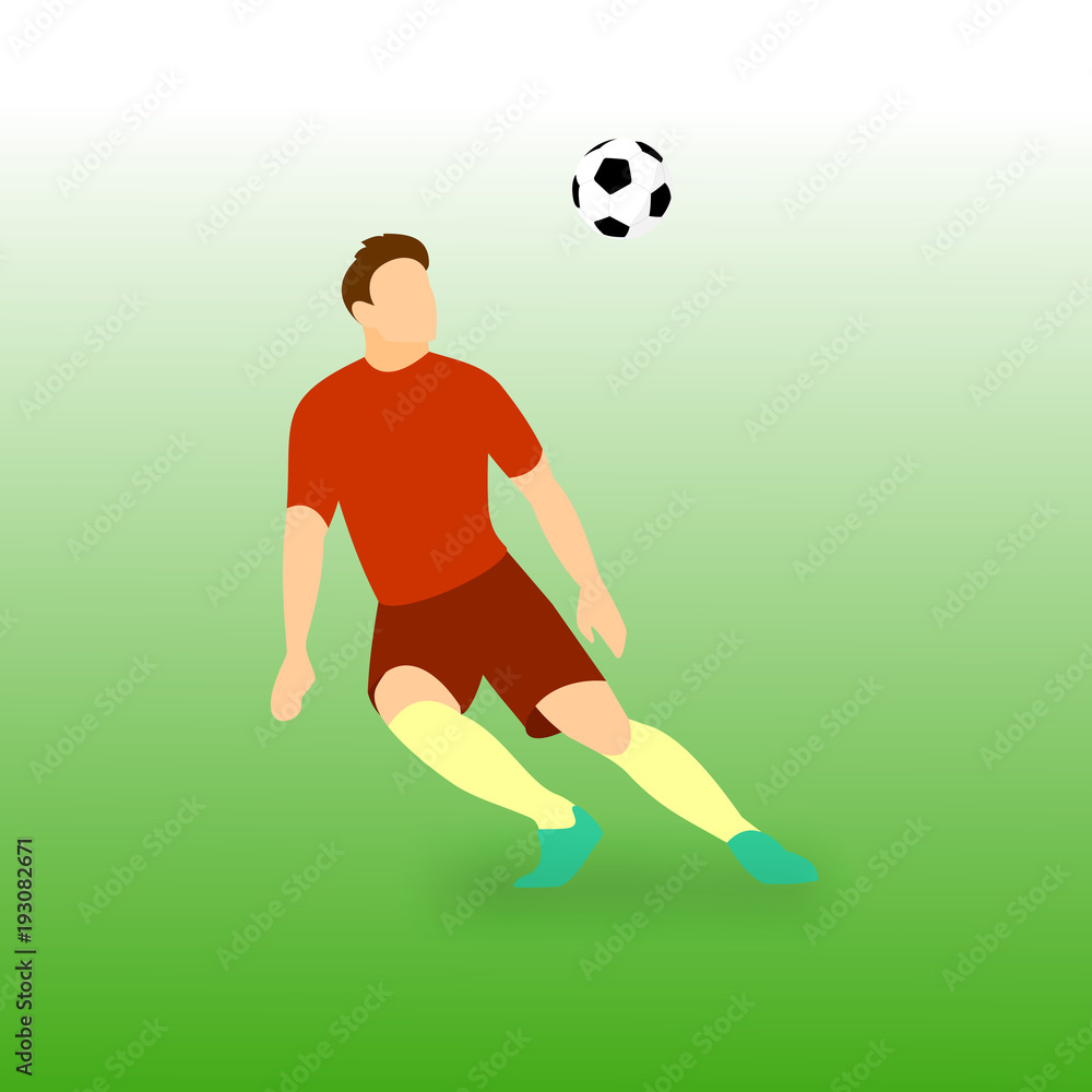 Control Incoming Ball Football Player Vector Illustration