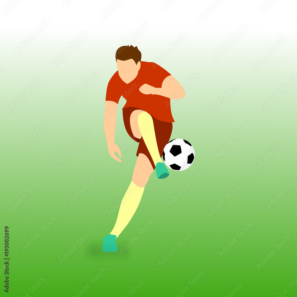 Shooting Ball Football Player Vector Illustration