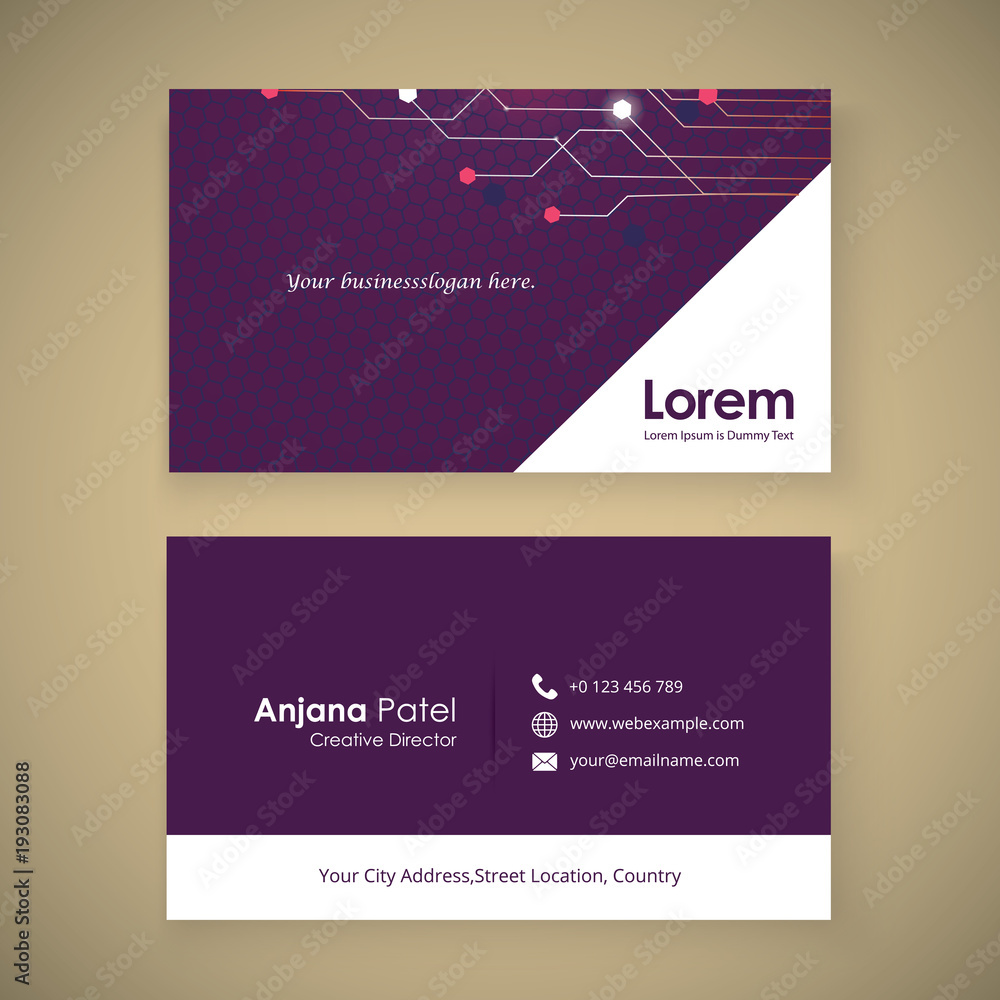 Business card design layout template with modern pattern