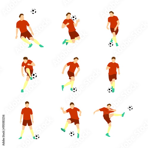 Various Football Soccer Player Vector Illustration Set