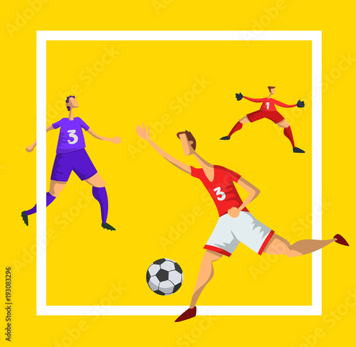 Fototapeta Naklejka Na Ścianę i Meble -  Soccer football players in abstract flat style. Vector illustration, isolated on white background.