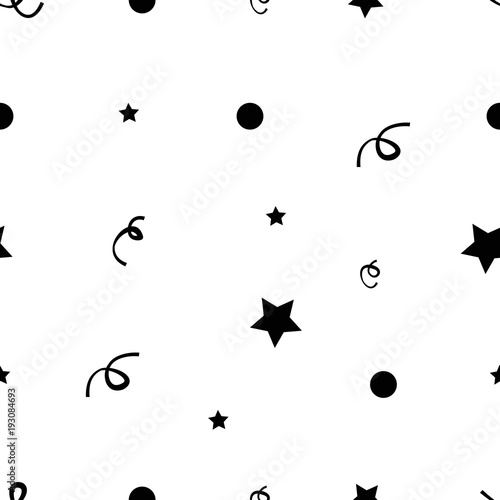 seamless pattern of black confetti of different shapes