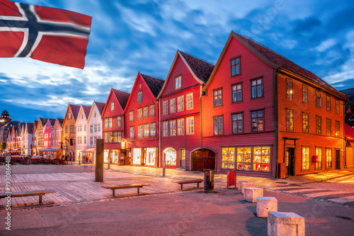 Bergen with colorful houses in Norway