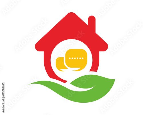 chat box house housing home residence residential real estate image vector icon