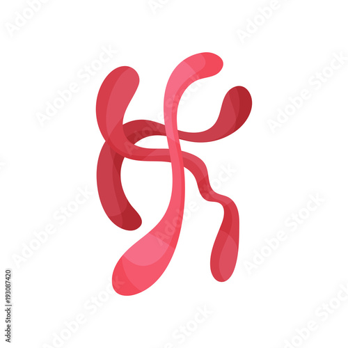 Ebola virus under microscope. Long red cylindrical bacterium. Microbiology concept. Science icon. Flat vector element for medicine infographic, poster or education website
