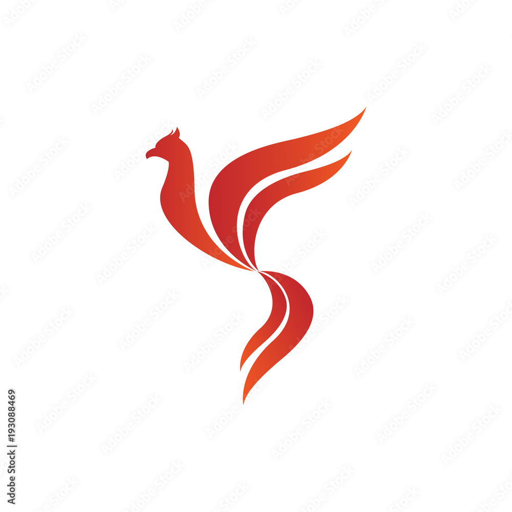 Flying Bird Shape Fire Flames Element Emblem Symbol