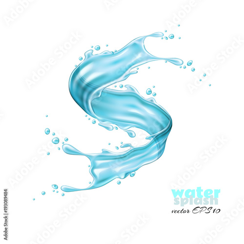 Vector realistic blue water splash paint