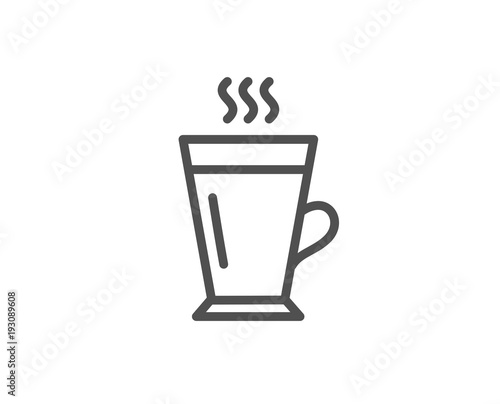 Latte line icon. Hot Coffee or Tea sign. Fresh beverage symbol. Quality design element. Editable stroke. Vector