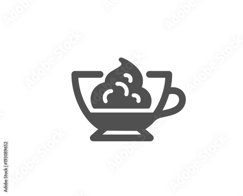 Espresso with whipped cream icon. Hot coffee drink sign. Beverage symbol. Quality design elements. Classic style. Vector