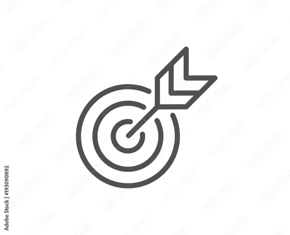 Target line icon. Marketing targeting strategy symbol. Aim with arrows sign. Quality design element. Editable stroke. Vector Target line icon. Marketing targeting strategy symbol. Aim with arrows sign. Quality design element. Editable stroke. Vector