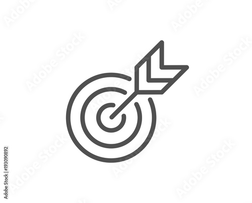 Target line icon. Marketing targeting strategy symbol. Aim with arrows sign. Quality design element. Editable stroke. Vector