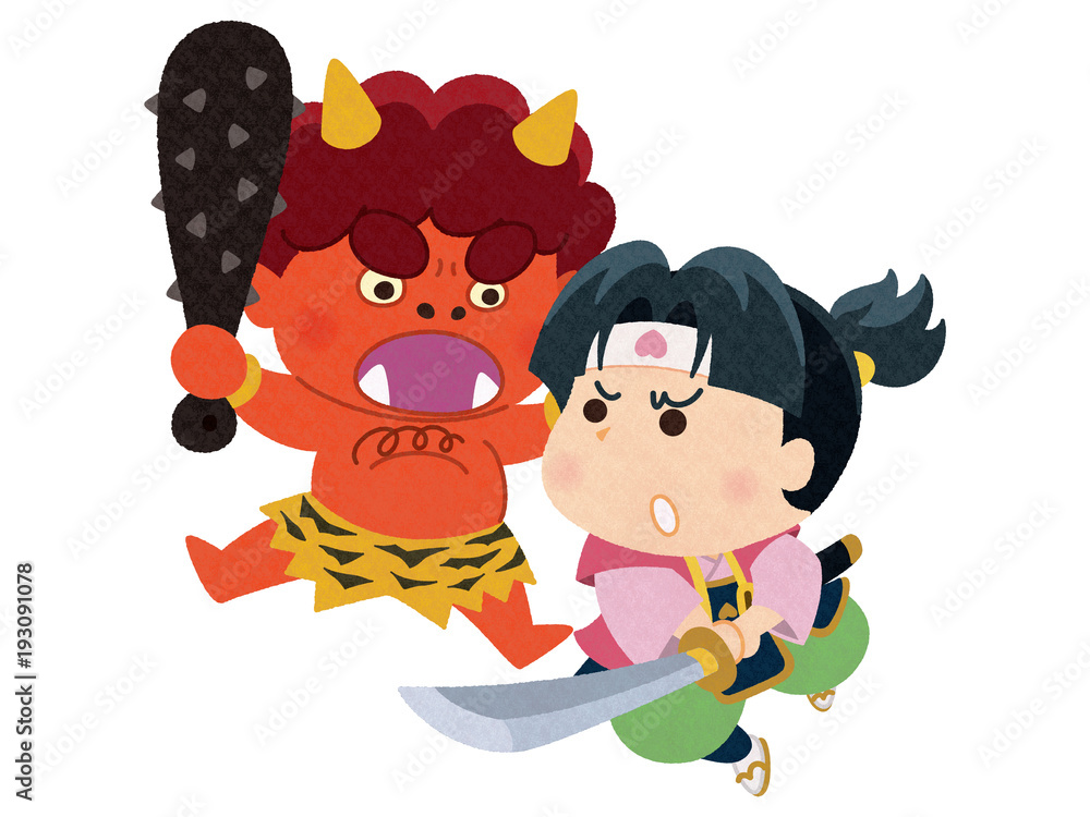 桃太郎vs赤鬼 Stock Illustration Adobe Stock