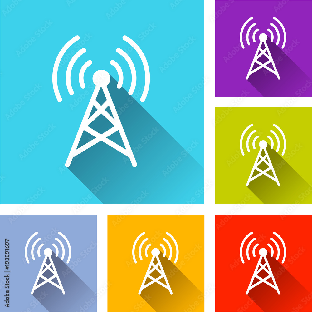 broadcast icons with long shadow broadcast icons with long shadow