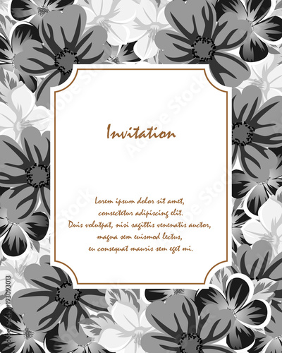 abstract frame of flowers. For design of cards, invitations, greeting birthday, party, wedding, Valentine's day, holiday, celebration.