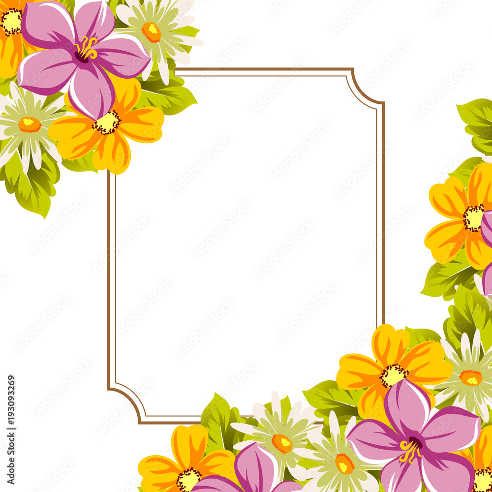 Obraz premium Beautiful frames for your text from the flowers. For design postcards, greeting, invitation birthday, marriage, Valentine's day, party, holiday, celebration.
