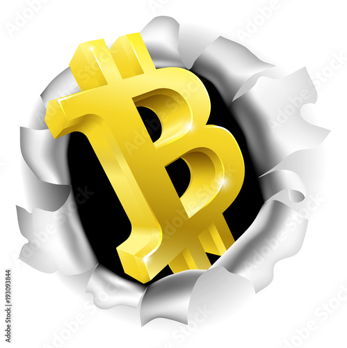 Bitcoin Breaking Through Background Concept