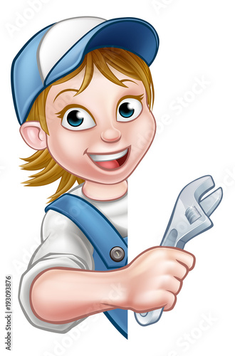 Plumber Mechanic Woman Cartoon Character