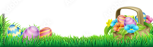 Easter Eggs Basket Design Element