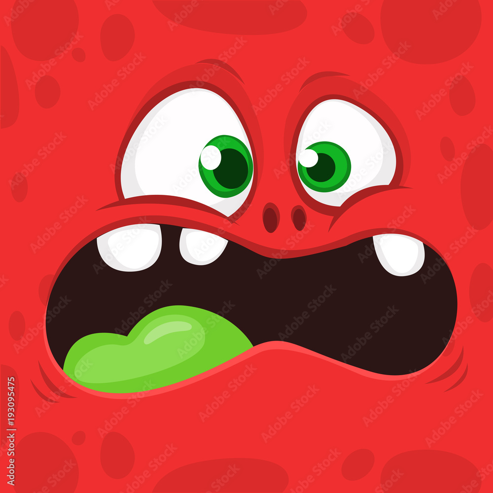 Cool Cartoon Red Monster Face. Vector Halloween illustration Cool Cartoon Red Monster Face. Vector Halloween illustration