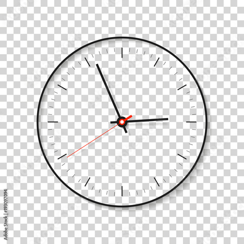 Simple Clock, minimalistic timer on transparent background. Business watch. Vector design element for you project