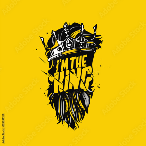 minimal logo of king crown and beard vector illustration design. photo